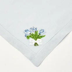 Hot Mrs. Alice Sky Blue Linen Tulip Napkins (Set Of 4)