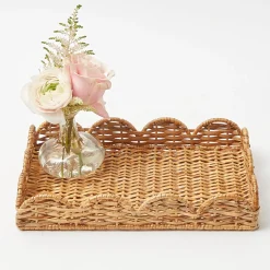 Hot Mrs. Alice Small Scalloped Rattan Tray