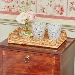 Hot Mrs. Alice Small Scalloped Rattan Tray