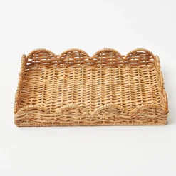Sale Mrs. Alice Small Scalloped Rattan Tray