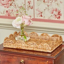 Sale Mrs. Alice Small Scalloped Rattan Tray