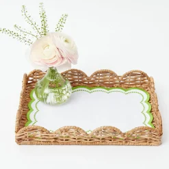 Sale Mrs. Alice Small Scalloped Rattan Tray