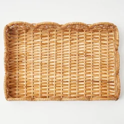 Sale Mrs. Alice Small Scalloped Rattan Tray