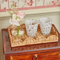 Sale Mrs. Alice Small Scalloped Rattan Tray