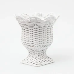 New Mrs. Alice Small White Rattan Urn Vase