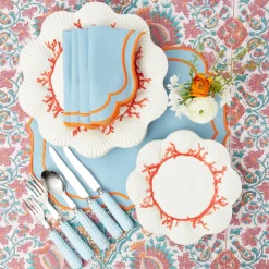 Mrs. Alice Sylvie Blue & Orange Napkins (Set Of 4)