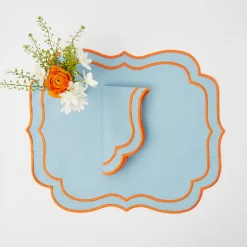 New Mrs. Alice Sylvie Blue & Orange Placemats (Set Of 4)