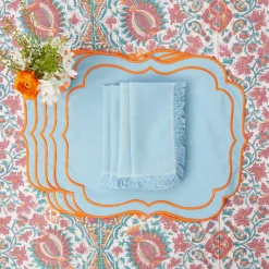 New Mrs. Alice Sylvie Blue & Orange Placemats (Set Of 4)