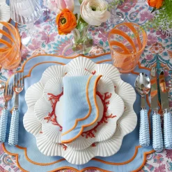 Outlet Mrs. Alice Sylvie Blue And Orange Placemats & Napkins (Set Of 4)