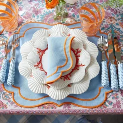 Outlet Mrs. Alice Sylvie Blue And Orange Placemats & Napkins (Set Of 4)