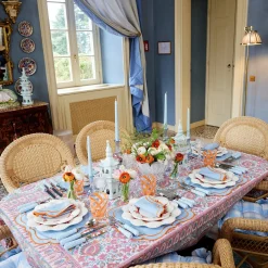 Outlet Mrs. Alice Sylvie Blue And Orange Placemats & Napkins (Set Of 4)