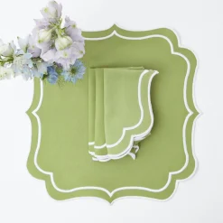 Online Mrs. Alice Sylvie Green Embroidered Napkins (Set Of 4)