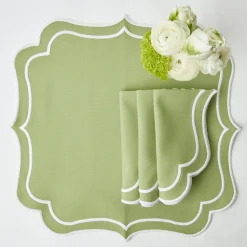 Online Mrs. Alice Sylvie Green Embroidered Napkins (Set Of 4)