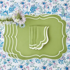 Online Mrs. Alice Sylvie Green Embroidered Napkins (Set Of 4)