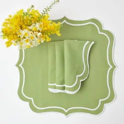 Online Mrs. Alice Sylvie Green Embroidered Placemats & Napkins (Set Of 4)