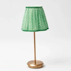 Clearance Mrs. Alice Tall Rechargeable Lamp With Green Lotus Lampshade