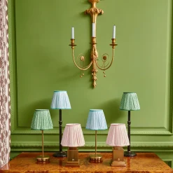 Clearance Mrs. Alice Tall Rechargeable Lamp With Green Lotus Lampshade