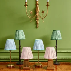 Hot Mrs. Alice Tall Rechargeable Lamp With Baby Blue Lotus Lampshade