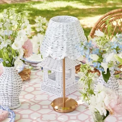Mrs. Alice Tall Rechargeable Lamp With White Seagrass Lampshade