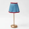 Mrs. Alice Tall Rechargeable Lamp With Blue Lotus Lampshade