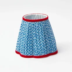 Mrs. Alice Tall Rechargeable Lamp With Blue Lotus Lampshade