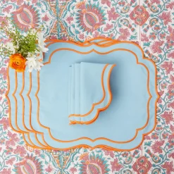 Discount Mrs. Alice Valentina & Sylvie Blue/Orange Linen Set