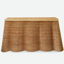 Online Mrs. Alice Vivienne Rattan Scalloped Console Table