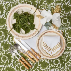 Mrs. Alice White & Gold Laurel Napkins (Set Of 4)