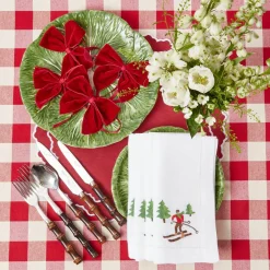 Best Mrs. Alice White Embroidered Skier Napkins (Set Of 4)
