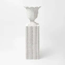 Clearance Mrs. Alice White Liliana Scalloped Rattan Pedestal And Urn