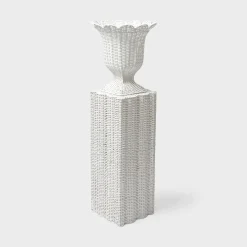 Hot Mrs. Alice White Liliana Scalloped Rattan Pedestal And Urn