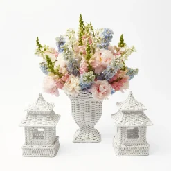 Online Mrs. Alice White Rattan Pagoda & Urn Vase Set