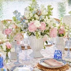 Online Mrs. Alice White Rattan Pagoda & Urn Vase Set