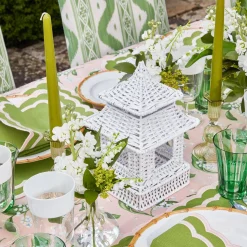 Online Mrs. Alice White Rattan Pagoda Lantern Set