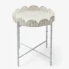Clearance Mrs. Alice White Rattan Round Scalloped Tray With Stand