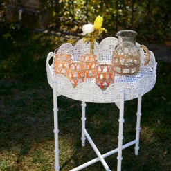 Discount Mrs. Alice White Rattan Round Scalloped Tray With Stand