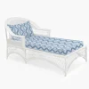 Online Mrs. Alice White Rattan Sun Lounger With Blue Ikat Cushion