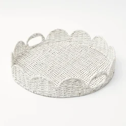 Discount Mrs. Alice White Round Scalloped Rattan Tray