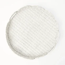 Discount Mrs. Alice White Round Scalloped Rattan Tray