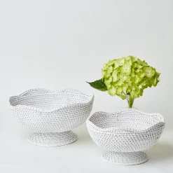 Mrs. Alice White Scalloped Rattan Bowl (Medium)