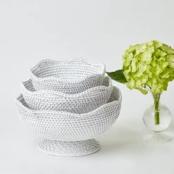 Mrs. Alice White Scalloped Rattan Bowl (Medium)