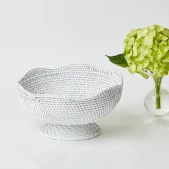 Mrs. Alice White Scalloped Rattan Bowl (Medium)