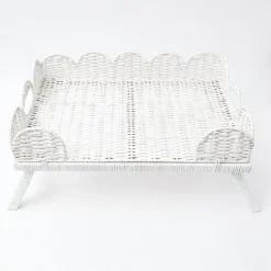 Hot Mrs. Alice White Scalloped Rattan Breakfast Tray