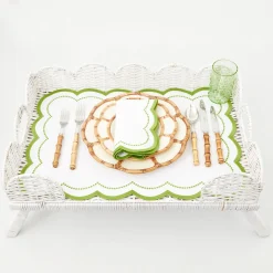 Hot Mrs. Alice White Scalloped Rattan Breakfast Tray