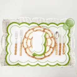 Hot Mrs. Alice White Scalloped Rattan Breakfast Tray
