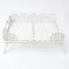 Best Mrs. Alice White Scalloped Rattan Breakfast Tray