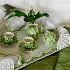 Best Mrs. Alice White Scalloped Rattan Breakfast Tray