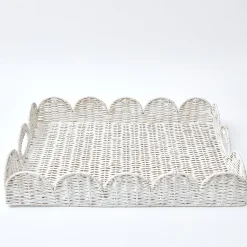 Mrs. Alice White Scalloped Rattan Tray