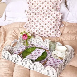 Mrs. Alice White Scalloped Rattan Tray