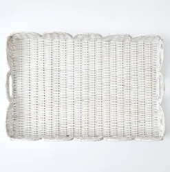 Best Mrs. Alice White Scalloped Rattan Tray
